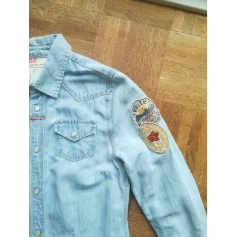 Mooie lange jeans blouse, mt 36