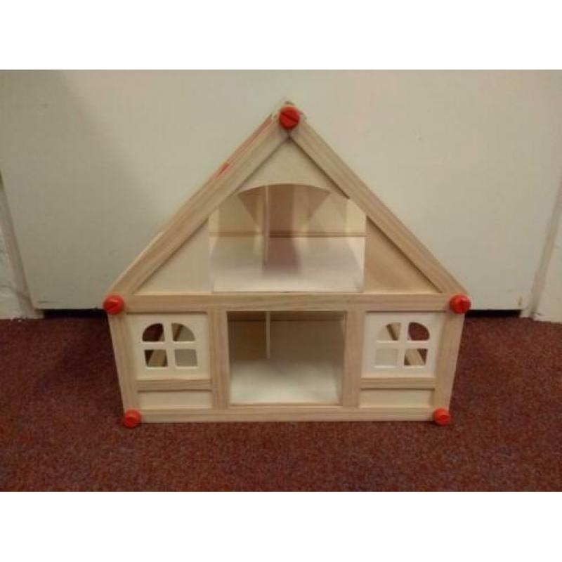 Woodtoys houten poppenhuis met poppetjes - NIEUW - K.39a/2
