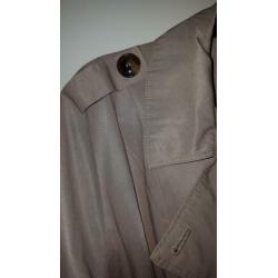 Beige jas lang trech coat grootte maat 48