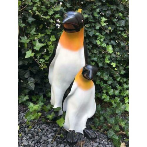 Set Pinguin beelden in kleur, polystein-pinguin-tuin-deco