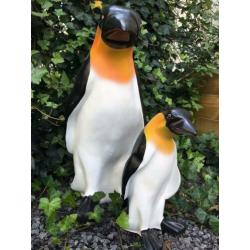 Set Pinguin beelden in kleur, polystein-pinguin-tuin-deco