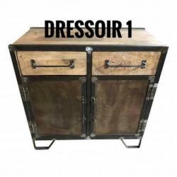 Industriële kasten, mango hout en onbewerkt staal