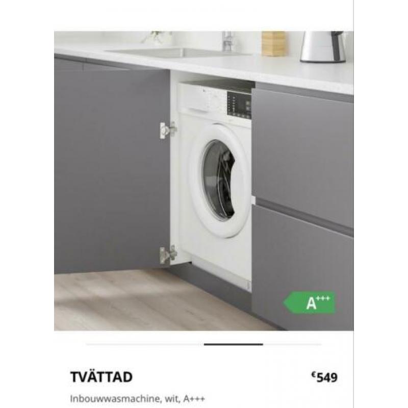 Nieuw TVÄTTAD Inbouwwasmachine,wit, A+++ prijs 350 euro