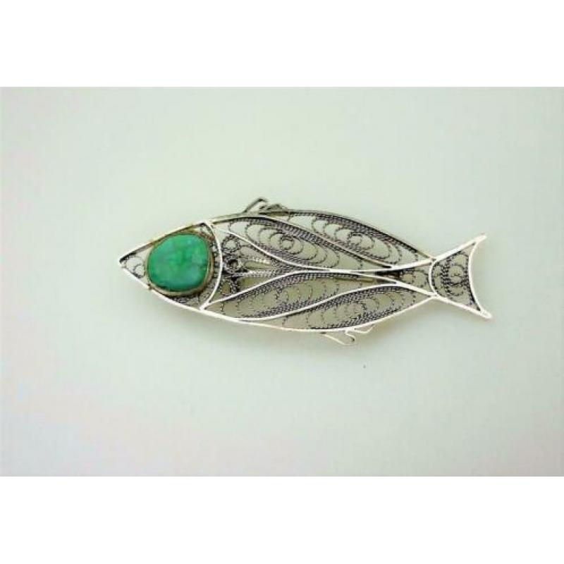 Opruiming Broche zilver met turquois / Z5241