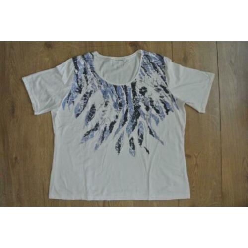 dames t shirt wit met blauwe kraaltjes L leuk