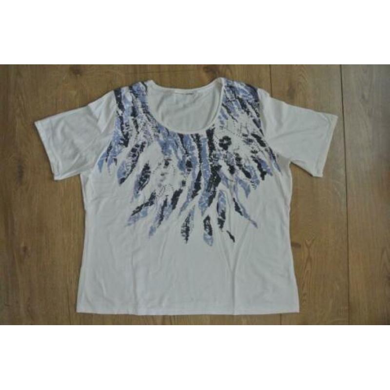 dames t shirt wit met blauwe kraaltjes L leuk