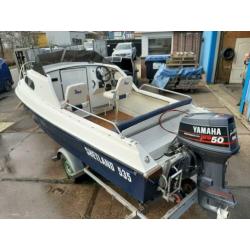 Super mooie shetland 50pk yamaha op trailer