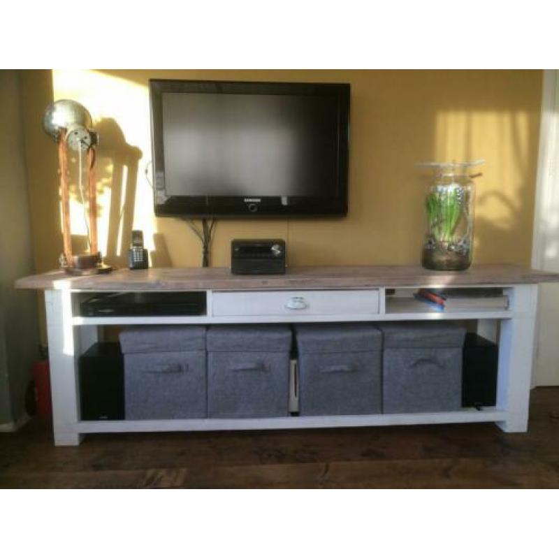 Steigerhouten landelijk brocante side table televisiemeubel