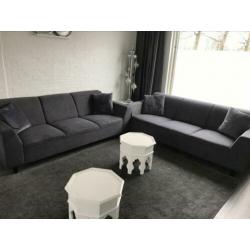2x3 zits bank grijs inclusief 2 hockers