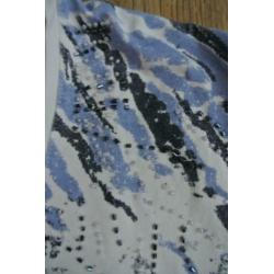 dames t shirt wit met blauwe kraaltjes L leuk