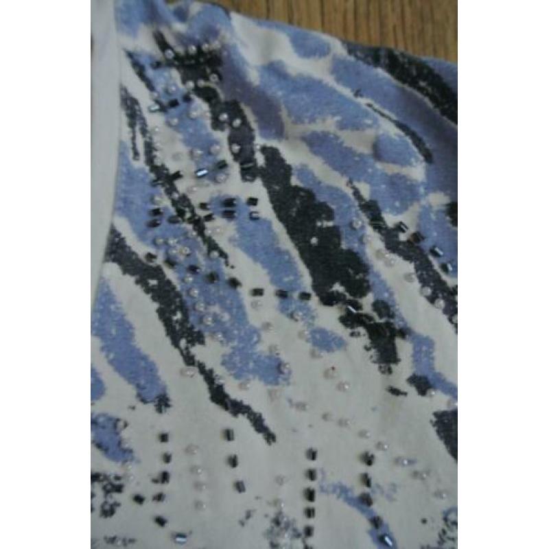 dames t shirt wit met blauwe kraaltjes L leuk
