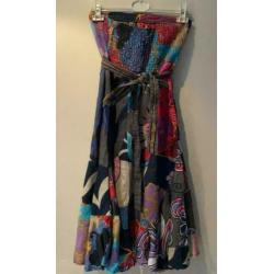 Dept strapless multicolor linnen jurk maat S