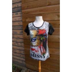 T-shirt zwart/kleur Missy mt M-L