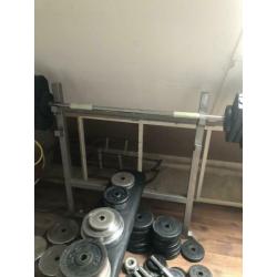 Gewichten fitness, bank, stang...