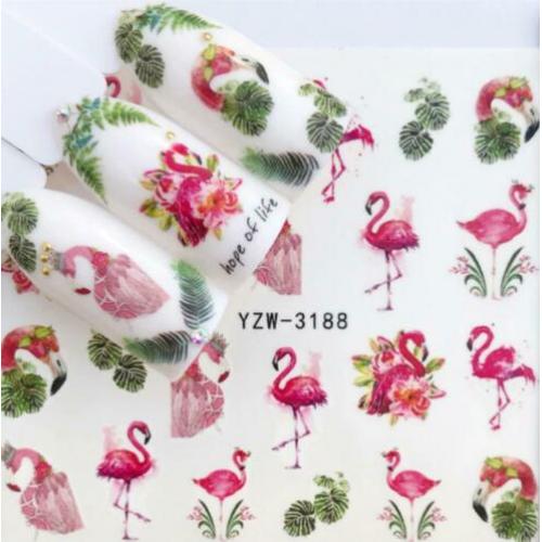 Set Nagel Nail Art Stickers Unicorn Flamingo Katten 5 Vel