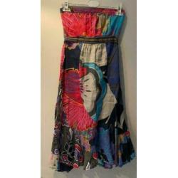 Dept strapless multicolor linnen jurk maat S