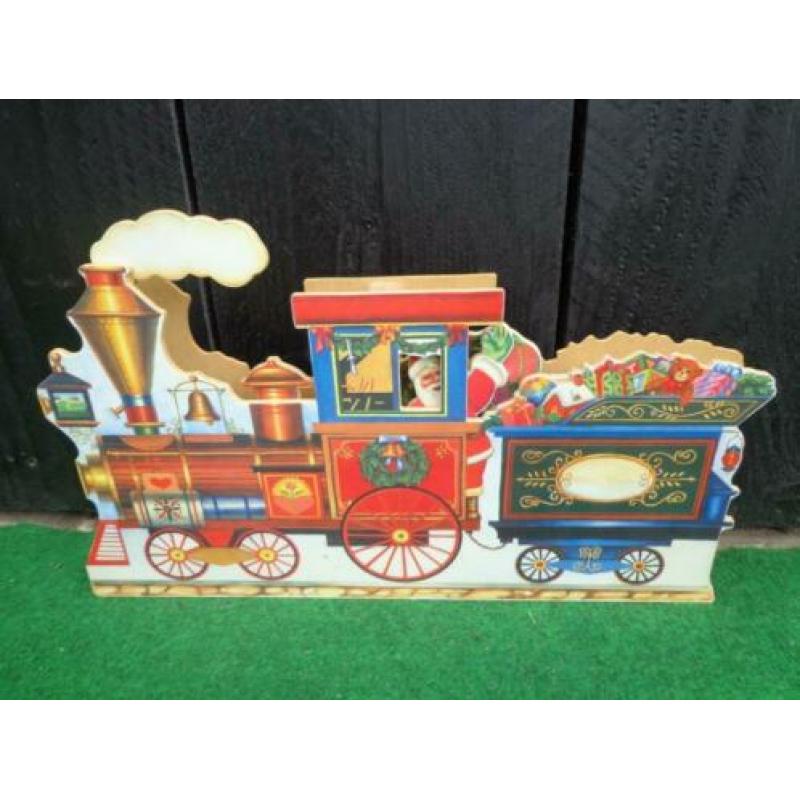 3 houten kerst muziekdoos/muziekdozen,locomotief/kerstman