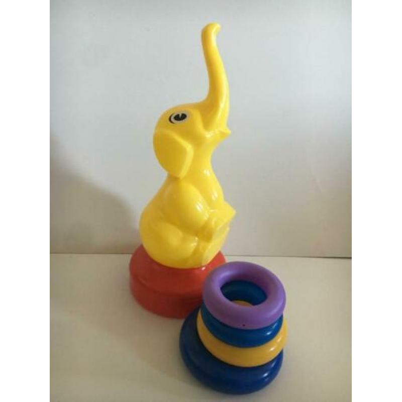 Vintage plastic speelgoed ringwerpen olifant Frabar Italy