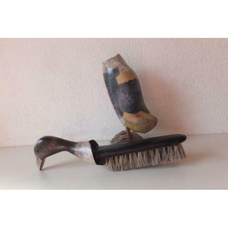 Uniek paar houten "borsteleenden"