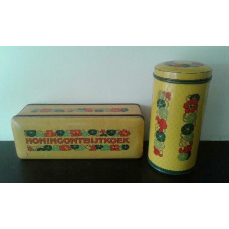 Vintage Retro Verkade beschuit-en koekblik OostIndische kers