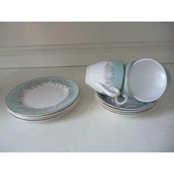 Theeservies blauw wit Cambridge Washington pottery Hanley