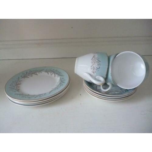 Theeservies blauw wit Cambridge Washington pottery Hanley