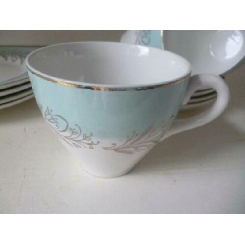 Theeservies blauw wit Cambridge Washington pottery Hanley