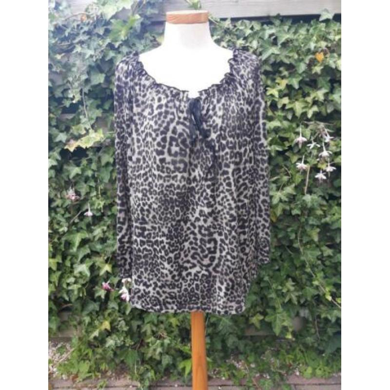 • Blouse /shirt mt L in tijgerprint, zgan, met een ronde ger