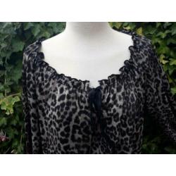 • Blouse /shirt mt L in tijgerprint, zgan, met een ronde ger