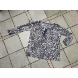 • Blouse /shirt mt L in tijgerprint, zgan, met een ronde ger
