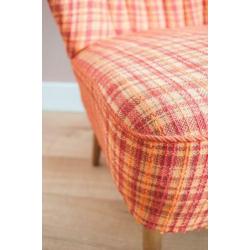 Vintage retro cocktailstoel fauteuil roze rood oranje