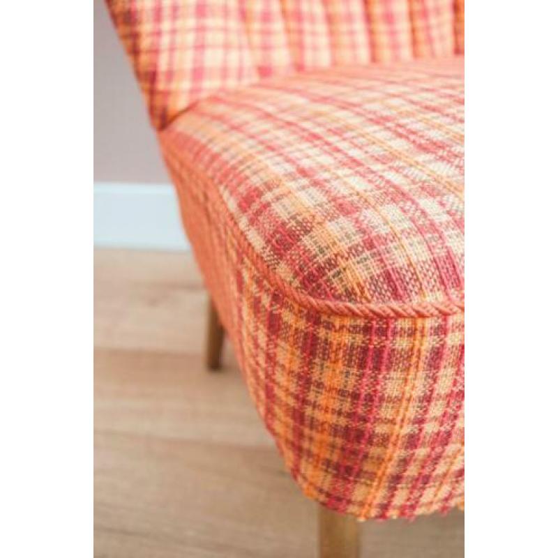Vintage retro cocktailstoel fauteuil roze rood oranje