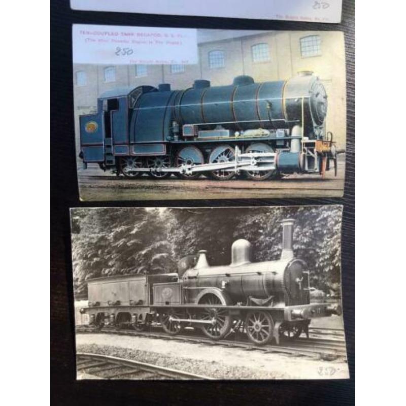 3 Oude kaarten met treinen locomotieven