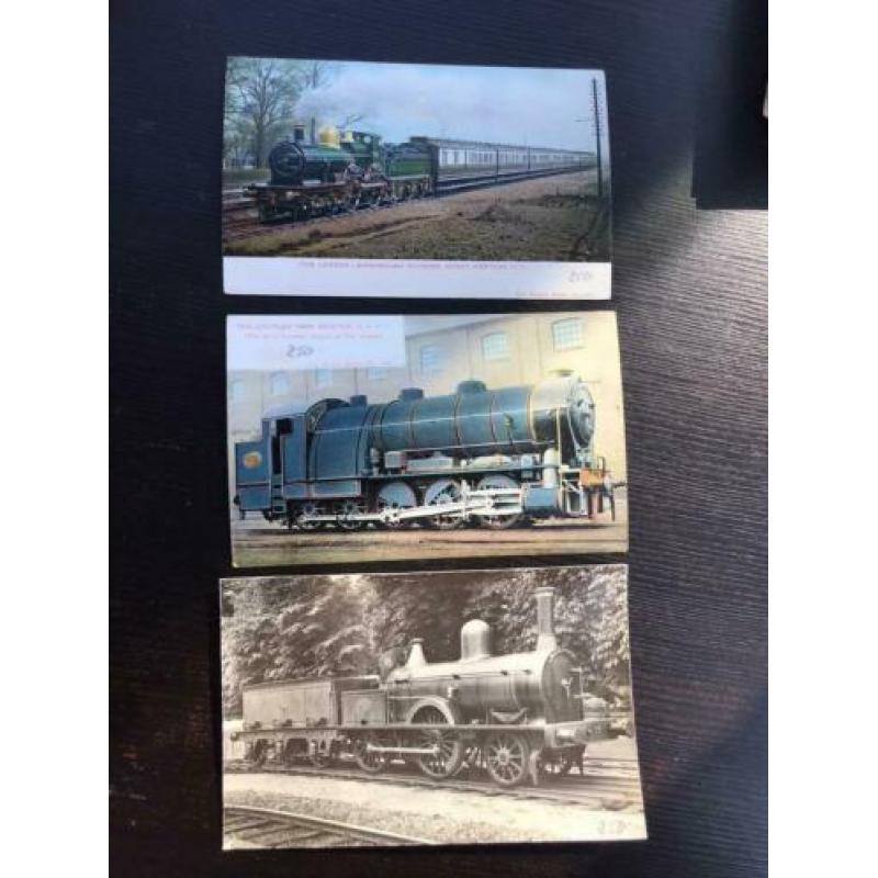 3 Oude kaarten met treinen locomotieven