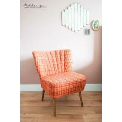 Vintage retro cocktailstoel fauteuil roze rood oranje