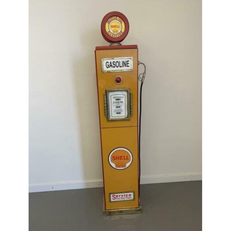 Shell benzinepomp kast - opbergkast - retro kast met lamp
