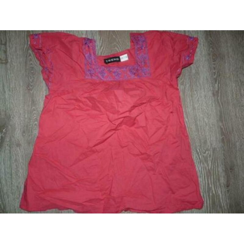 Bohemian rozerood geborduurde tuniek blouse maat S 36 38