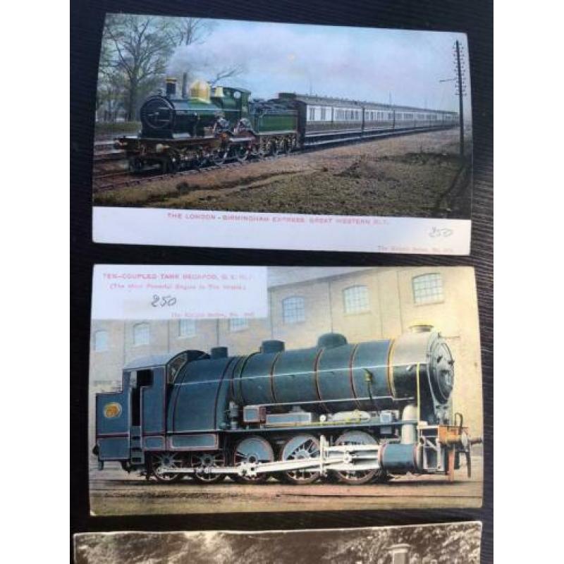 3 Oude kaarten met treinen locomotieven