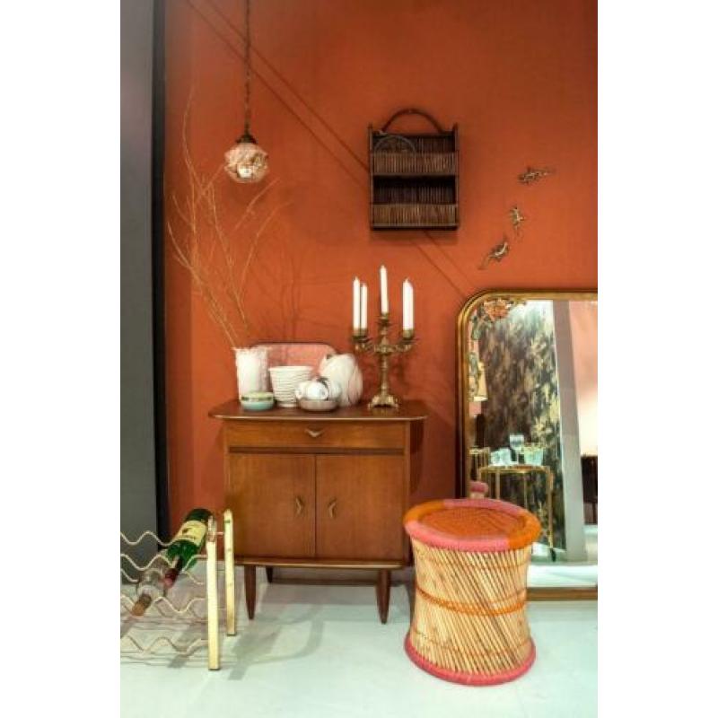 Vintage retro cocktailstoel fauteuil roze rood oranje