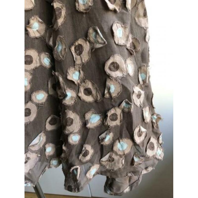 Xanders rok maat 44 taupe cirkelprint
