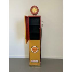 Shell benzinepomp kast - opbergkast - retro kast met lamp