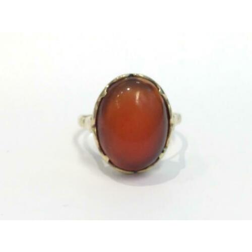 GH-444 Antieke 14K Gouden Ring met Cabochon Gesl. Carneool