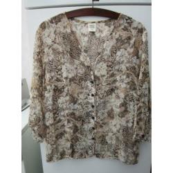 Blouse, Beige/bruin, maat 44, Merk: M&S mode.100% viscose.