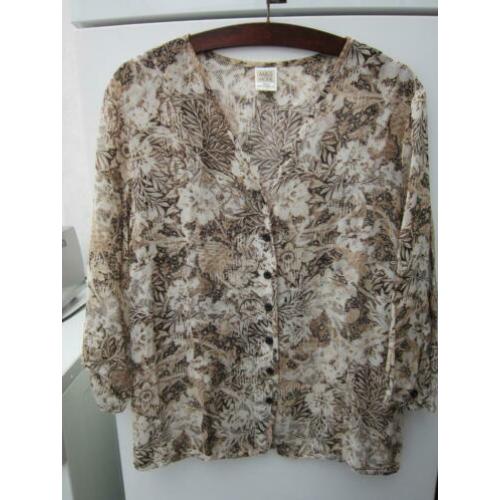 Blouse, Beige/bruin, maat 44, Merk: M&S mode.100% viscose.
