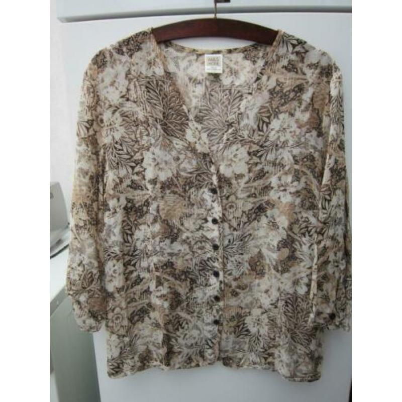 Blouse, Beige/bruin, maat 44, Merk: M&S mode.100% viscose.