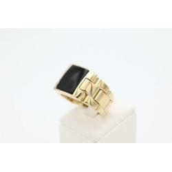14 Karaat.Gouden vintage rolex herenring met onyx. 10.8 gram