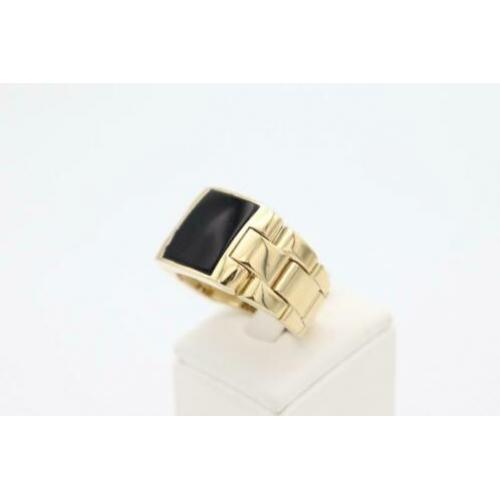 14 Karaat.Gouden vintage rolex herenring met onyx. 10.8 gram