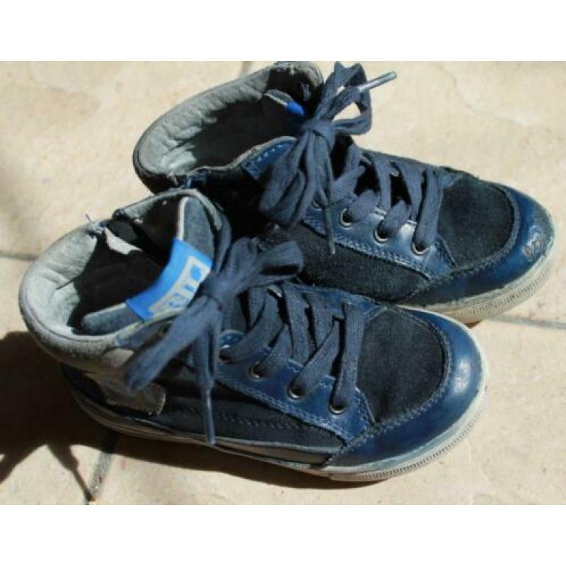 Stoere leren sneaker blauw grijs 29