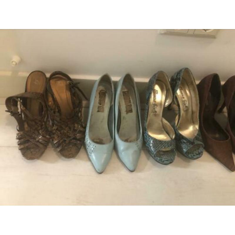 Vintage pumps lichtblauw leer hoge hak maat 40/41