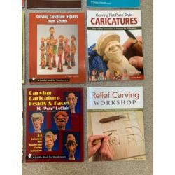 Partij boeken houtsnijden graveren wood carving Whittling 17